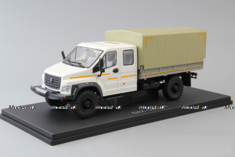 Газон NEXT C42А31 бортовой с тентом белый/бежевый, НАП Н235 1:43