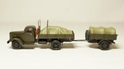 Зис 150 борт с дугами и грузом + прицеп с грузом, темный, Herpa 1:87 