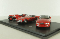 BMW set, BMW 328 1939 red, BMW 507 1956 red, BMW Z3 1996 red, 04259, Schuco 1:43