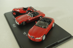 BMW set, BMW 328 1939 red, BMW 507 1956 red, BMW Z3 1996 red, 04259, Schuco 1:43