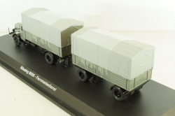 Bussing 8000 with trailer "Deutsche Bundespost" telecommunications services, grey, Schuco 1:43