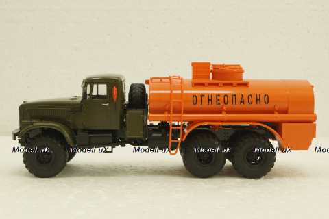 Краз-255Б АЦ-8,5, бензовоз, Хаки/оранжевый, АвтоИстория 1:43