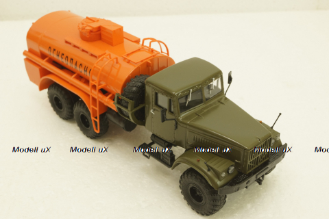 Краз-255Б АЦ-8,5, бензовоз, Хаки/оранжевый, АвтоИстория 1:43