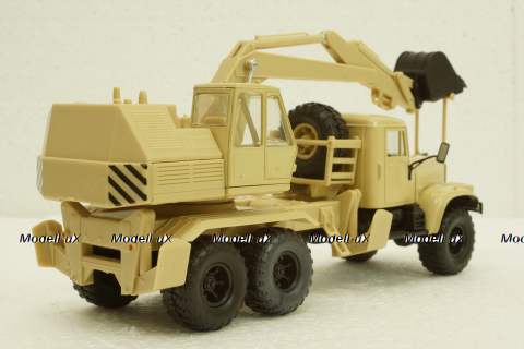 Краз-255Б ЭОВ-4421, Экскаватор бежевый, Н740, Наш Автопром 1:43