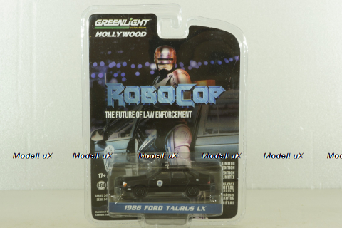 Ford Taunus LX 1986 Police from movie Robokop, black, 44940-D, Greenlight 1:64