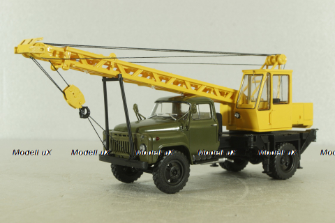 КС-1562Б(53) автокран на шасси Газ-53 1980, хаки/оранжевый, Автоистория 1:43