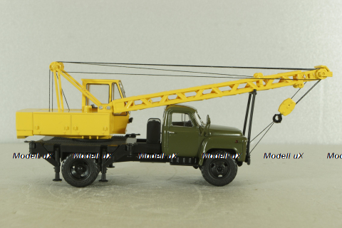 КС-1562Б(53) автокран на шасси Газ-53 1980, хаки/оранжевый, Автоистория 1:43
