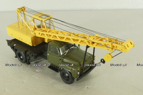 КС-1562Б(53) автокран на шасси Газ-53 1980, хаки/оранжевый, Автоистория 1:43