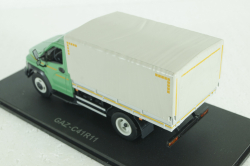Газон Next C41R11 бортовой с тентом, зел/сер, Н232, Наш автопром 1:43
