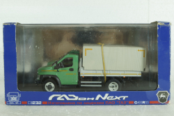 Газон Next C41R11 бортовой с тентом, зел/сер, Н232, Наш автопром 1:43