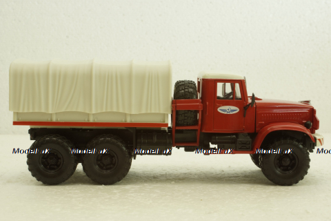 Краз-255В баластний тягач, борт з тентом, червоний, Наш Автопром 1:43