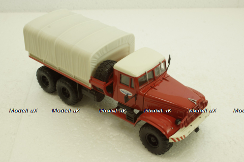Краз-255В баластний тягач, борт з тентом, червоний, Наш Автопром 1:43