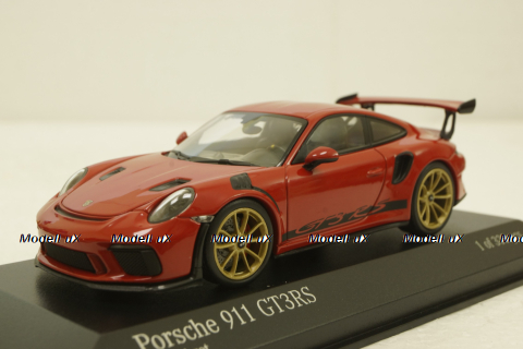 Porsche 911 (991 II) GT3 RS with gold rims 2018 red, 413067069, Minichamps 1:43