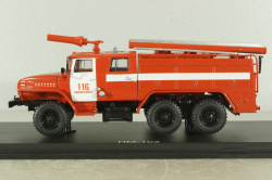 АЦ-40 (43202) ПМ-102Б пожарная автоцистерна на шасси Урал-43202 с бел. полосами, SSM1234B, SSM 1:43 Вариант 2!