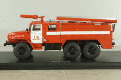 АЦ-40 (43202) ПМ-102Б пожарная автоцистерна на шасси Урал-43202 с бел. полосами, SSM1234B, SSM 1:43 Вариант 3!