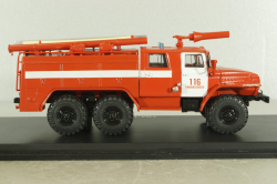 АЦ-40 (43202) ПМ-102Б пожарная автоцистерна на шасси Урал-43202 с бел. полосами, SSM1234B, SSM 1:43 Вариант 3!