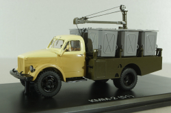 КММ-2 контейнерный мусоровоз на шасси ГАЗ-51Д 1958, желт/корич/хаки SSM1583, SSM 1:43