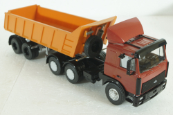 Маз-6422 с п/прицепом Маз-9506-20, красный/оранжевый, SSM7039, SSM 1:43