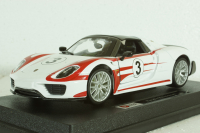 Porsche 918 Spider Salzburg Racing Design N 3 WEISSACHPACKAGE 2013, WHITE BLACK RED, BU28009, Burago 1:24