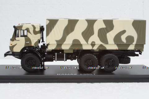 Камаз-53501 Мустанг 6х6 бортовой с тентом 2003, камуфляж, SSM1303, SSM 1:43