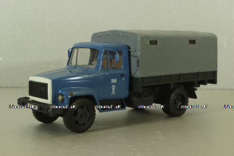 Газ-3307 бортовой с тентом 1989, синий/серый, Херсон Моделс 1:43