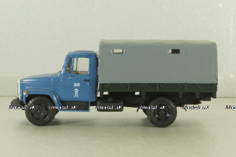Газ-3307 бортовой с тентом 1989, синий/серый, Херсон Моделс 1:43