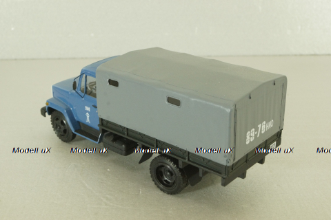 Газ-3307 бортовой с тентом 1989, синий/серый, Херсон Моделс 1:43