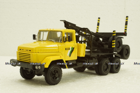 Краз-64371 лесовоз желтый/синий, Н730, Наш Автопром 1:43