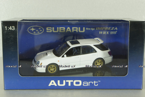 Subaru Impreza WRX Wagon STI 2001, white, 58633, AutoArt 1:43