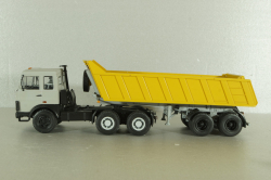 МАЗ-6422 (ранний) с п/прицепом самосвалом МАЗ-9506-20  1990, серый/желтый, Автоистория 1:43