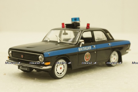 Газ-24-10 Волга. ГАИ, черная.  Автолегенды СССР № 1:43