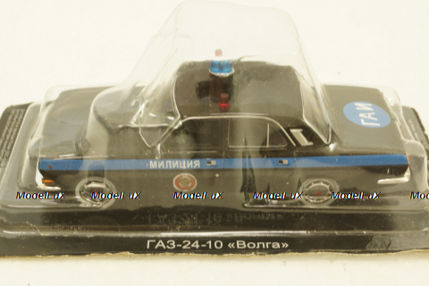 Газ-24-10 Волга. ГАИ, черная.  Автолегенды СССР № 1:43