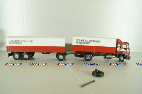 Mercedes 1729 truck, with trailer, red, 314, NZG 1:43