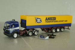 Mercedes SK 2435 tractor with semi trailer Anker, blue/yellow, Herpa 1:87
