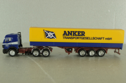 Mercedes SK 2435 tractor with semi trailer Anker, blue/yellow, Herpa 1:87