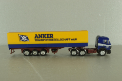 Mercedes SK 2435 tractor with semi trailer Anker, blue/yellow, Herpa 1:87