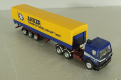 Mercedes SK 2435 tractor with semi trailer Anker, blue/yellow, Herpa 1:87