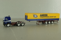 Mercedes SK 2435 tractor with semi trailer Anker, blue/yellow, Herpa 1:87