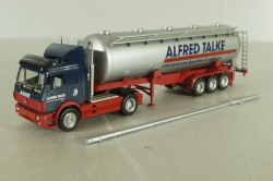 Mercedes SK 1735 LS tractor with semi-trailer tank "Alfred Talke" 1992, blue/silver, 141581, Herpa 1:87 
