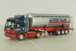 Mercedes SK 1735 LS tractor with semi-trailer tank "Alfred Talke" 1992, blue/silver, 141581, Herpa 1:87 