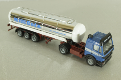 Mercedes SK 1850 LS tractor with semi-trailer tank "Willi Betz" 1994, blue/chrome, 826110, Herpa 1:87