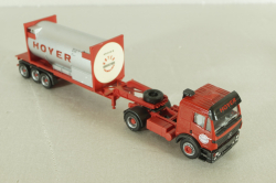 Mercedes SK 1850 tractor with semi trailer HOYER 1994, red, Herpa 1:87