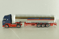 Volvo FH 12 Globetrotter XL with semi-trailer tank "Transport de jongh", blue/chrome, 145350, Herpa 1:87