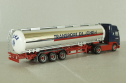 Volvo FH 12 Globetrotter XL with semi-trailer tank "Transport de jongh", blue/chrome, 145350, Herpa 1:87