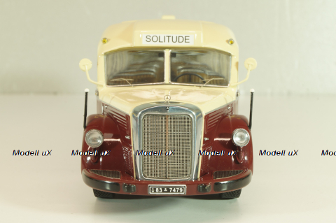 Mercedes-Benz O 6600 bus with trailer "Stuttgarter Sehloss Kurier" 1951 , red/cream, B66042533, Schuco 1:43