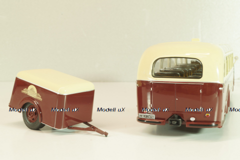 Mercedes-Benz O 6600 bus with trailer "Stuttgarter Sehloss Kurier" 1951 , red/cream, B66042533, Schuco 1:43