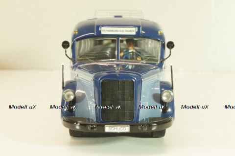 Mercedes-Benz O 6600  bus with figuren driver "Rothenburg O.D. Tauber"  1951 , blue/light blue, 02743, Schuco 1:43