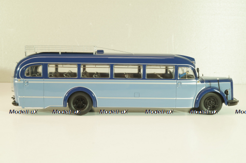 Mercedes-Benz O 6600  bus with figuren driver "Rothenburg O.D. Tauber"  1951 , blue/light blue, 02743, Schuco 1:43
