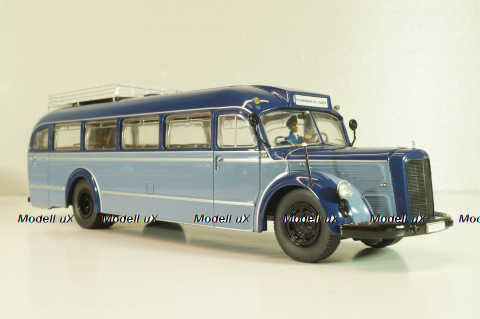 Mercedes-Benz O 6600  bus with figuren driver "Rothenburg O.D. Tauber"  1951 , blue/light blue, 02743, Schuco 1:43