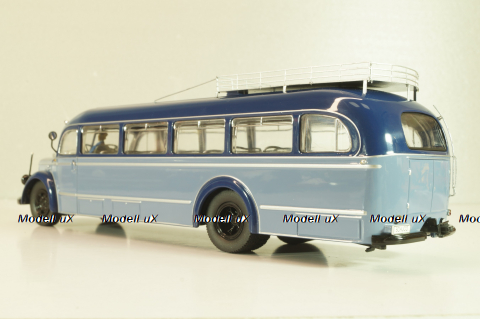 Mercedes-Benz O 6600  bus with figuren driver "Rothenburg O.D. Tauber"  1951 , blue/light blue, 02743, Schuco 1:43